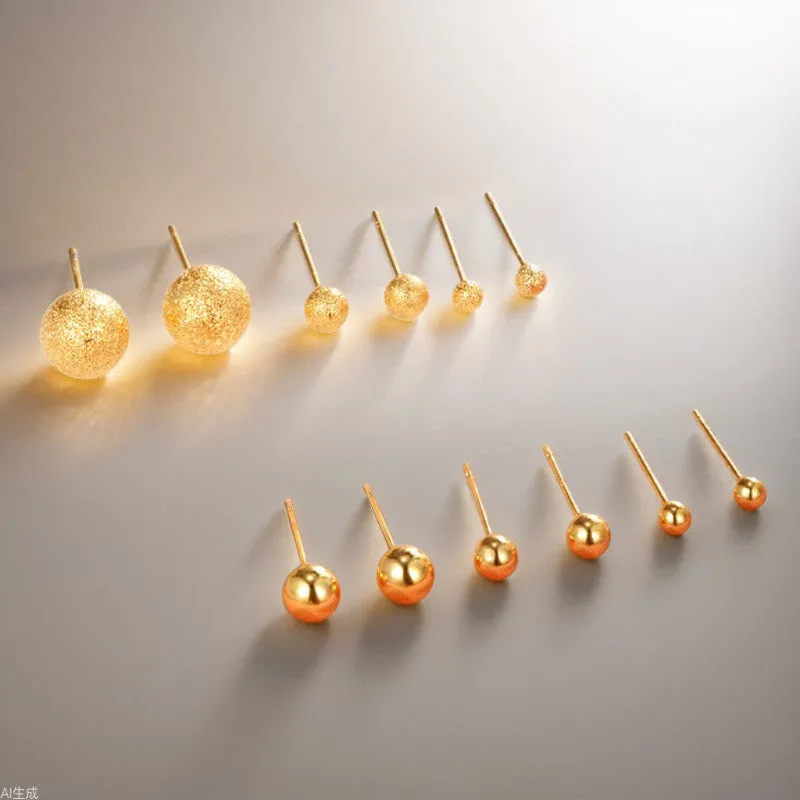 Wholesale Copper Gold Plated Matte Smooth Round Mini Exquisite Simple Earrings
