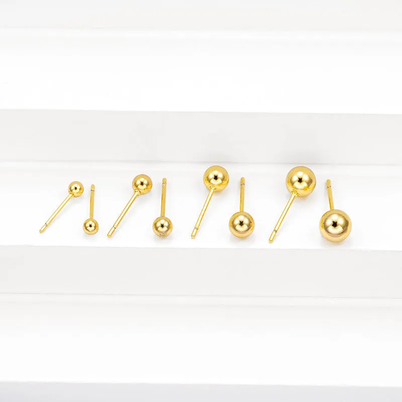 Wholesale Copper Gold Plated Matte Smooth Round Mini Exquisite Simple Earrings
