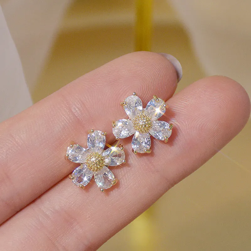 Wholesale Copper zircon animal flower earrings