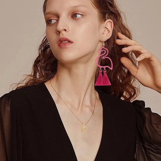 Wholesale Creative All-match Flamingo Tassel Pendant Simple Street Shooting Earrings