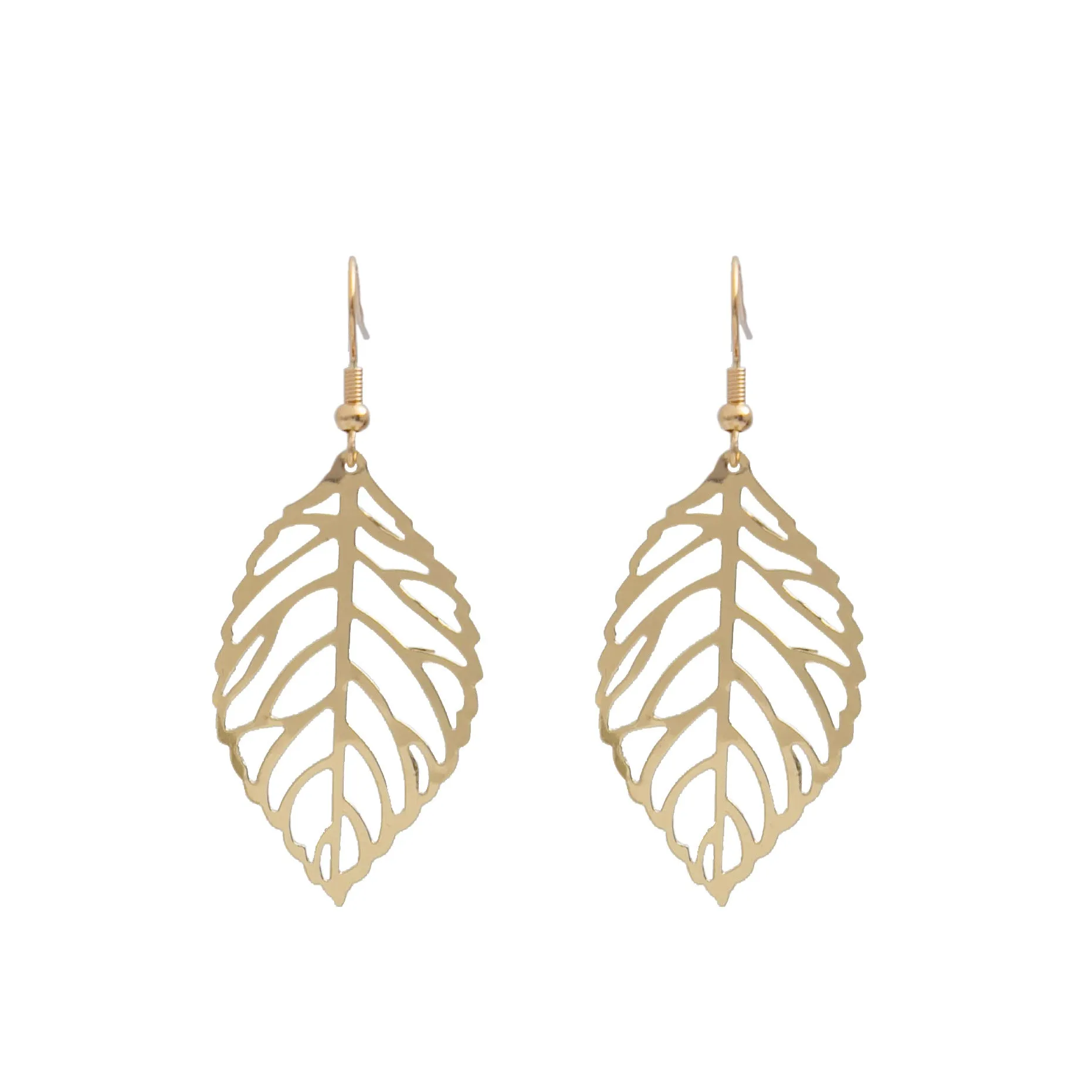 Wholesale Creative and simple forest style metal leaf earrings, ear studs and earrings