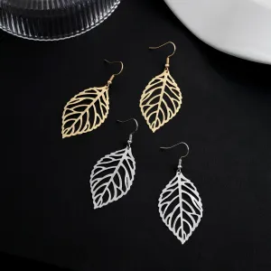 Wholesale Creative and simple forest style metal leaf earrings, ear studs and earrings
