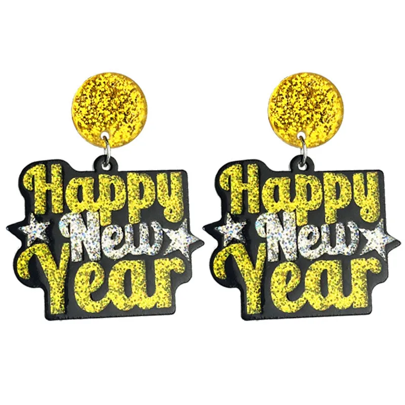 Wholesale Creative Design Fireworks Beer New Year Shiny Earrings
