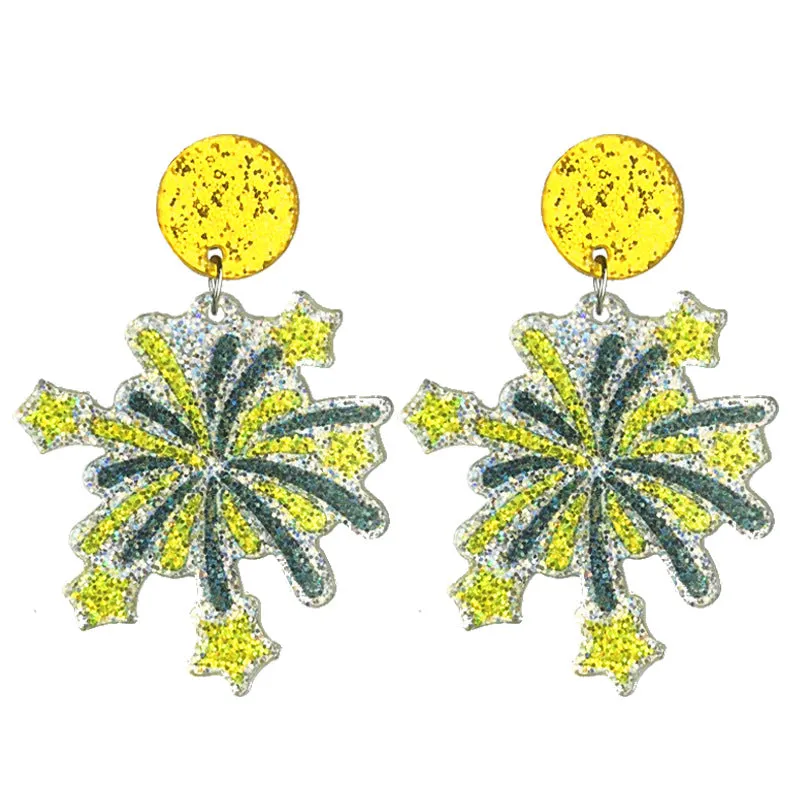 Wholesale Creative Design Fireworks Beer New Year Shiny Earrings