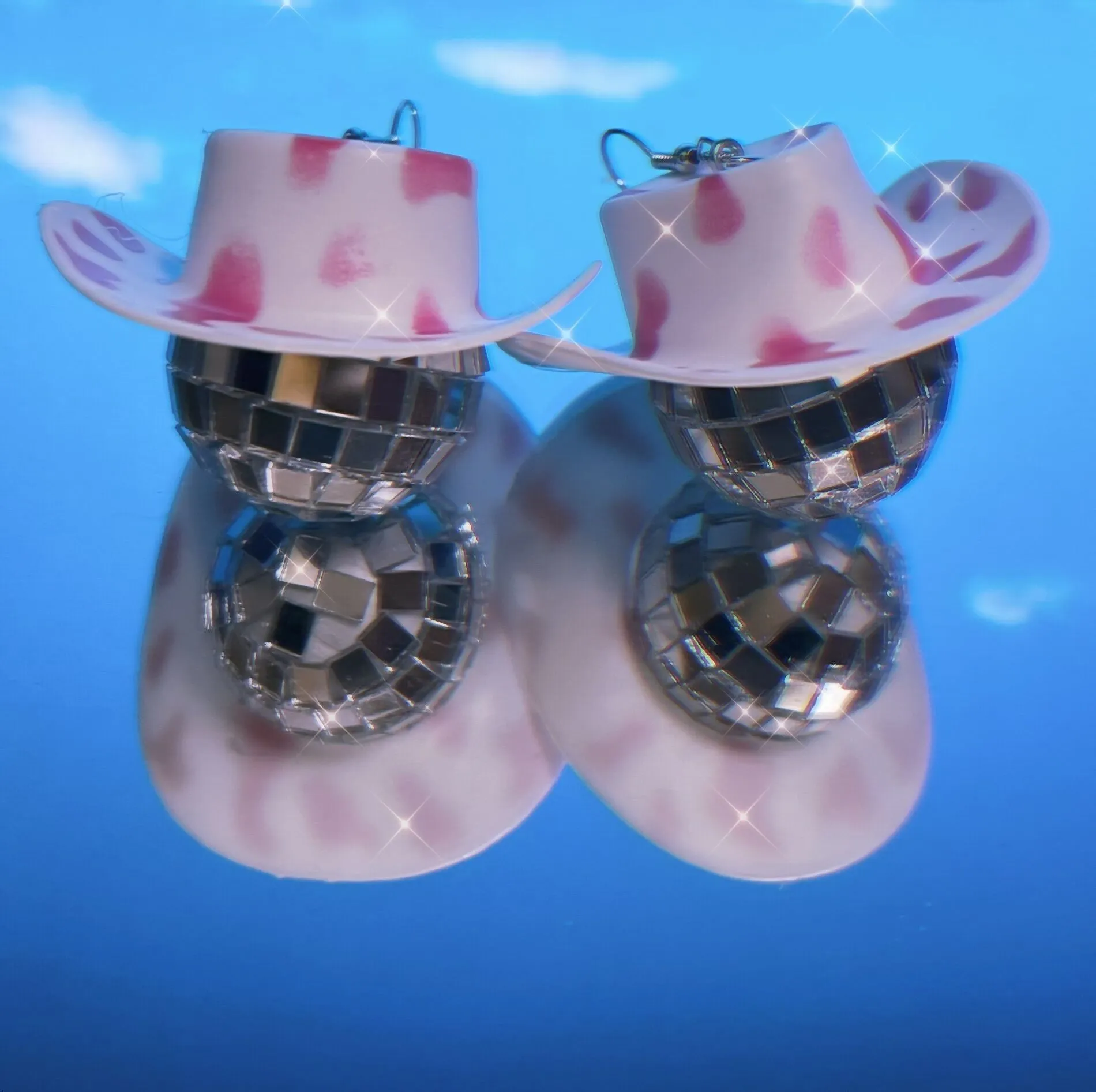 Wholesale creative DISCO ball straw hat earrings Carnival party accessories hippie clothing accessories