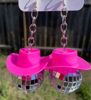 Wholesale creative DISCO ball straw hat earrings Carnival party accessories hippie clothing accessories
