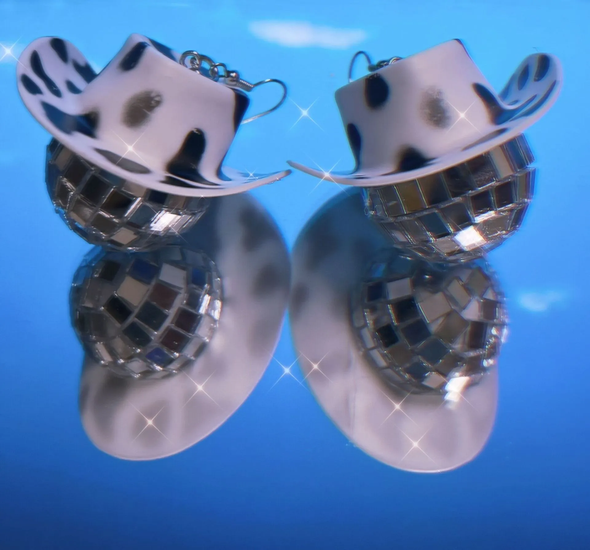 Wholesale creative DISCO ball straw hat earrings Carnival party accessories hippie clothing accessories