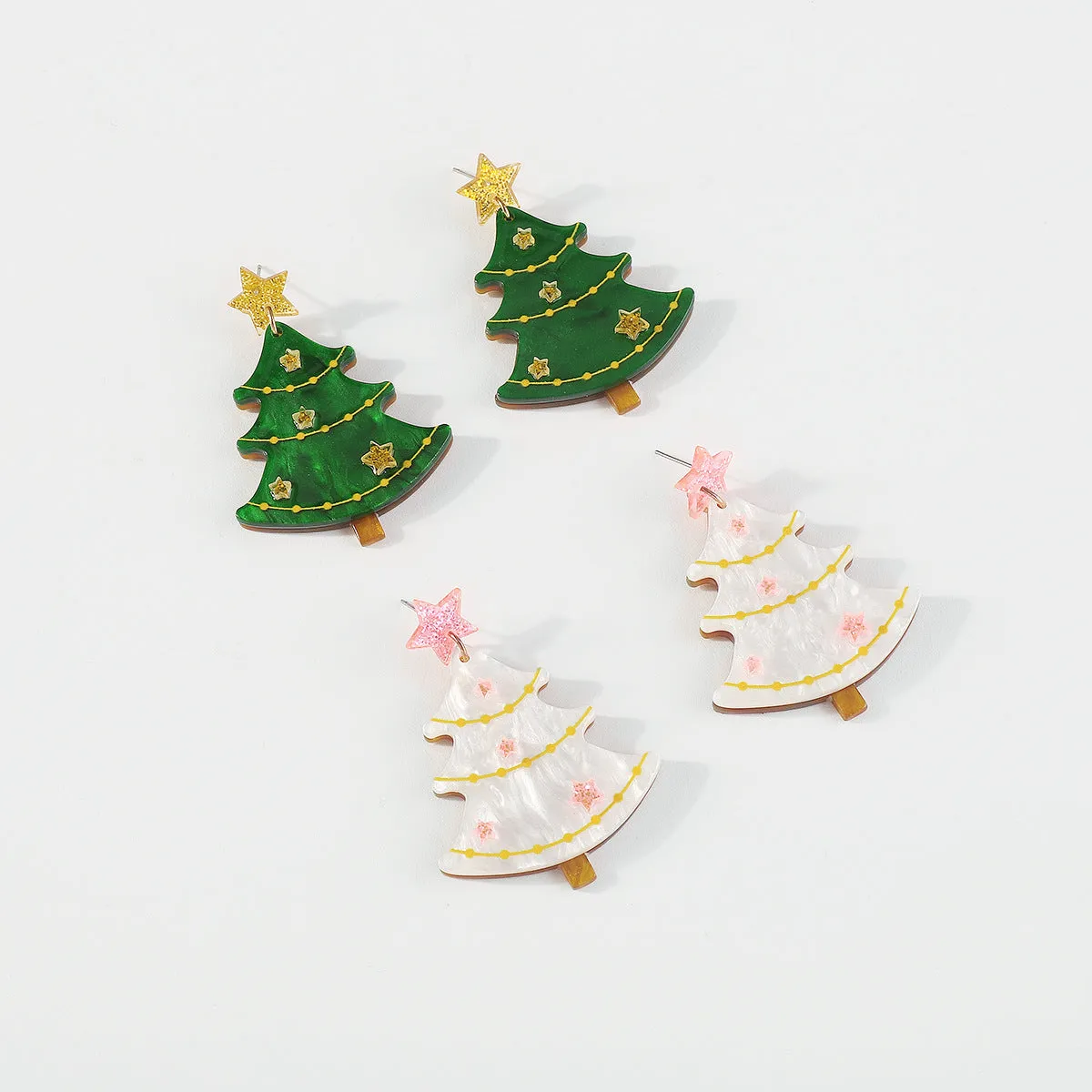 Wholesale Creative Fashion Acrylic Christmas Tree Earrings