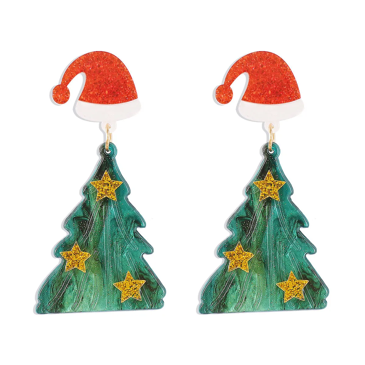 Wholesale Creative Fashion Acrylic Christmas Tree Earrings