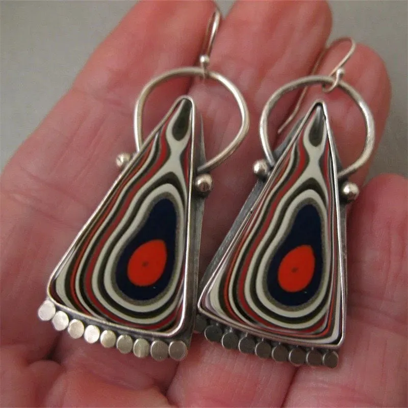 Wholesale Creative Flower Inlaid Purple Diamond Luxury Antique Silver Round Swing Earrings
