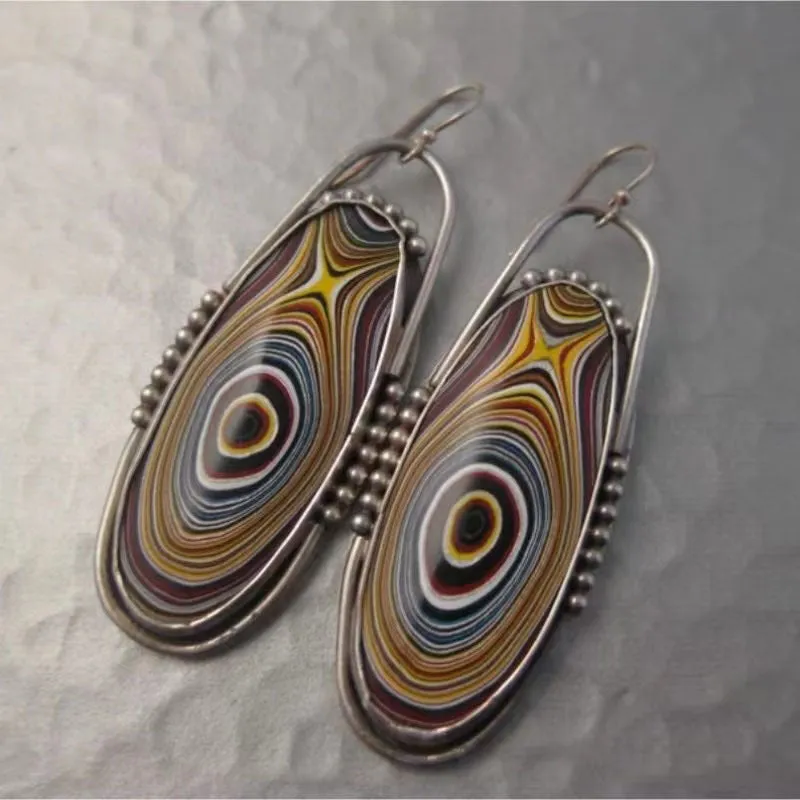 Wholesale Creative Flower Inlaid Purple Diamond Luxury Antique Silver Round Swing Earrings