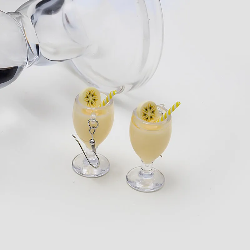 Wholesale Creative Fruit Cup Milk Tea Cup Earrings