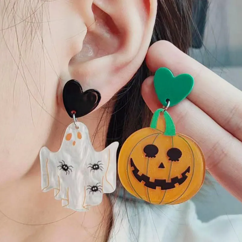 Wholesale Creative Halloween Series Acrylic Cartoon Fun Ghost Pumpkin Earrings