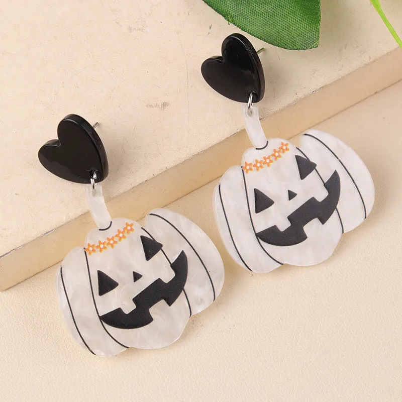 Wholesale Creative Halloween Series Acrylic Cartoon Fun Ghost Pumpkin Earrings