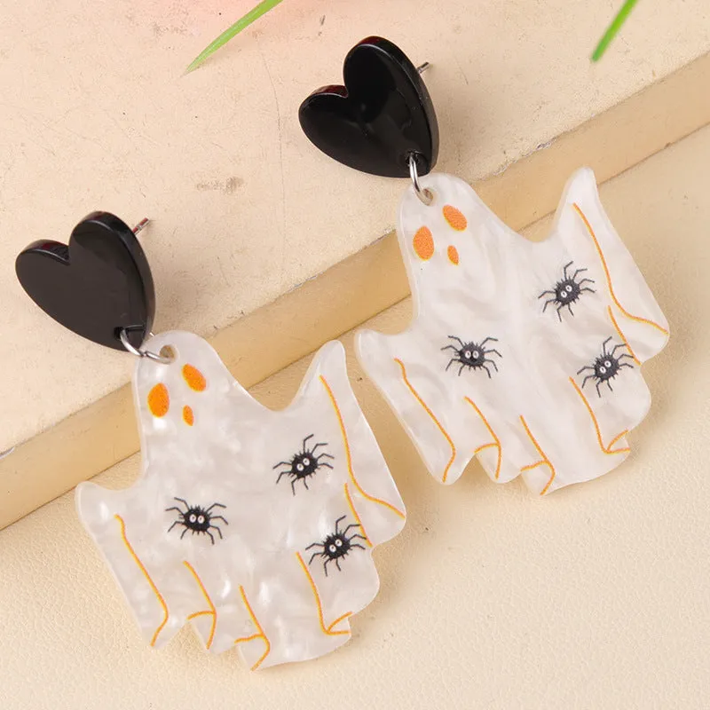 Wholesale Creative Halloween Series Acrylic Cartoon Fun Ghost Pumpkin Earrings