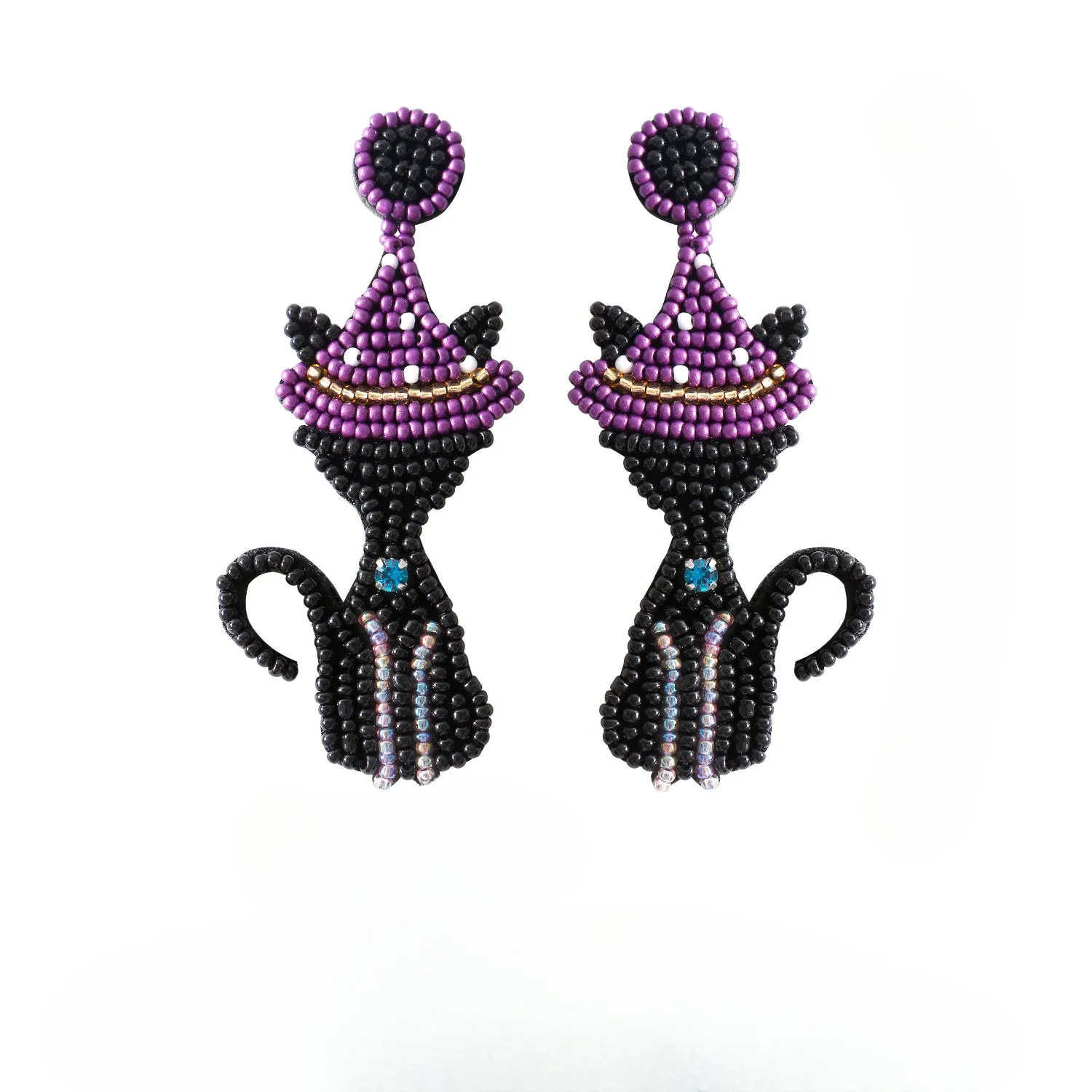 Wholesale Creative Handmade Rice Beads Witch Cat Halloween Earrings