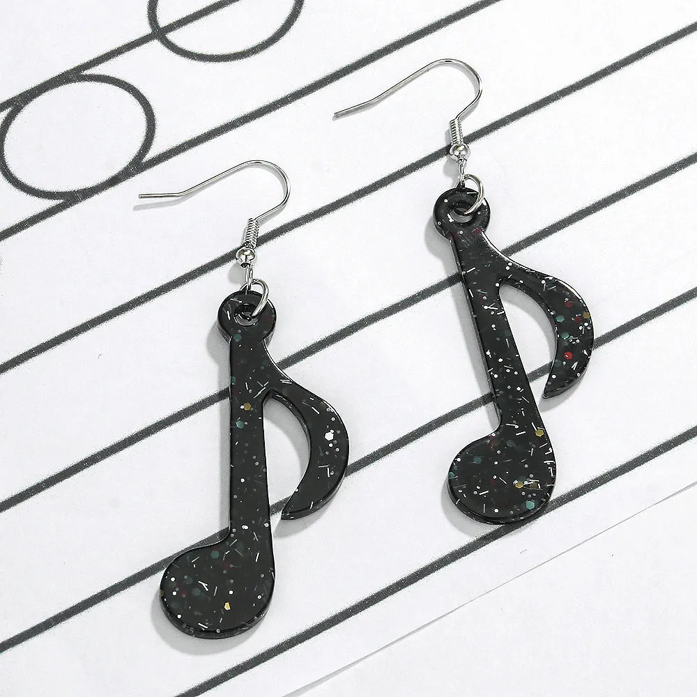 Wholesale Creative Musical Note Black Transparent Colorful Earrings