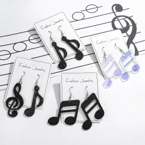 Wholesale Creative Musical Note Black Transparent Colorful Earrings