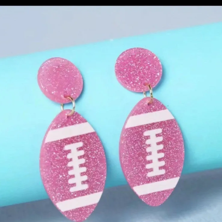 Wholesale Creative Rugby Glitter Acrylic Sports Games Theme Baseball Earrings