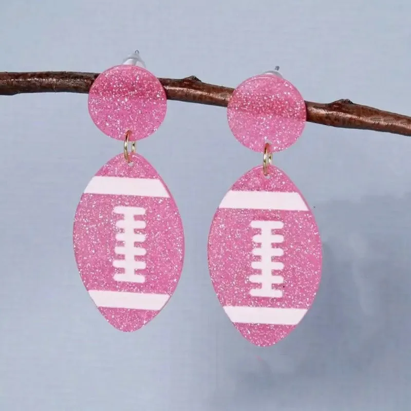Wholesale Creative Rugby Glitter Acrylic Sports Games Theme Baseball Earrings
