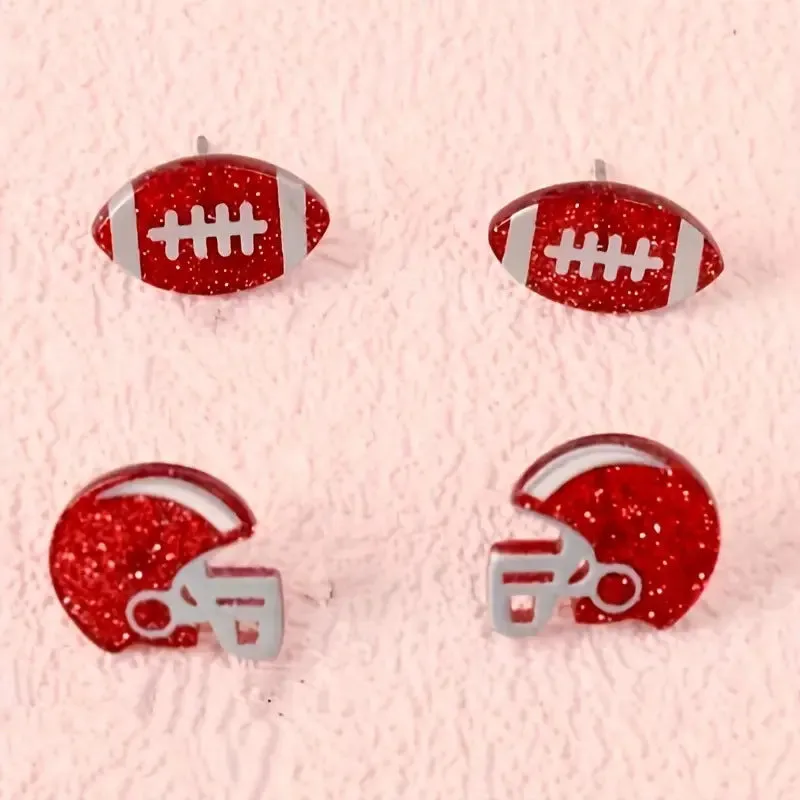Wholesale Creative Rugby Glitter Acrylic Sports Games Theme Baseball Earrings