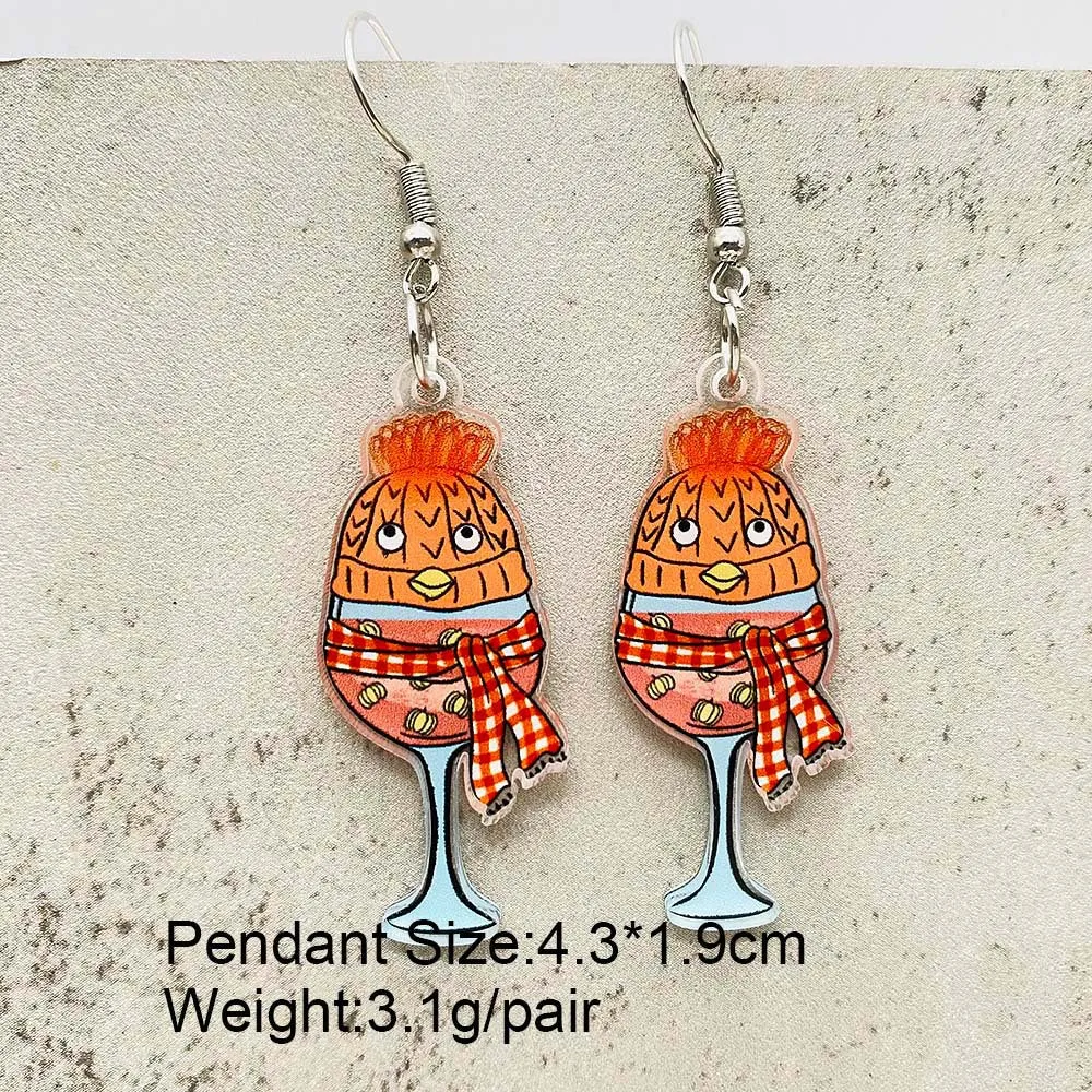 Wholesale Creative Santa Hat Red Wine Glass Colored Light Acrylic Earrings