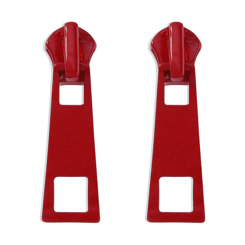Wholesale Creative Simple Zipper Colorful Personalized Candy Color Metal Earrings
