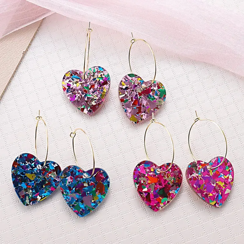 Wholesale Cross-border AliExpress New Romantic Sequins Transparent Love Earrings Niche Design Valentine's Day Series Earrings