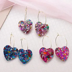 Wholesale Cross-border AliExpress New Romantic Sequins Transparent Love Earrings Niche Design Valentine's Day Series Earrings