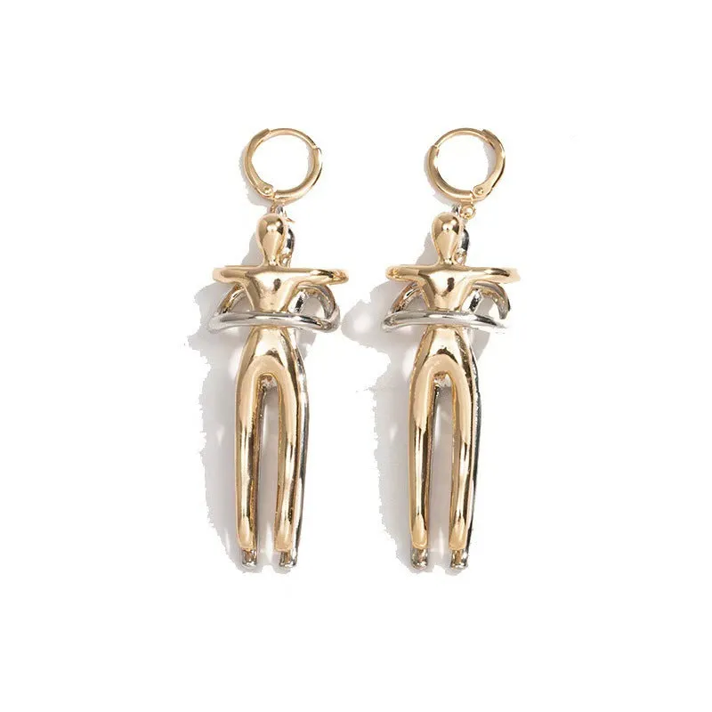 Wholesale Cross-border Hot Couple Earrings Little People Pendant Valentine's Day Gift Creative Love Earrings Hug Kiss Ear Buckle