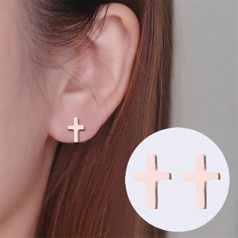 Wholesale Cross Stainless Steel Ear Studs