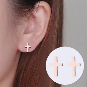 Wholesale Cross Stainless Steel Ear Studs