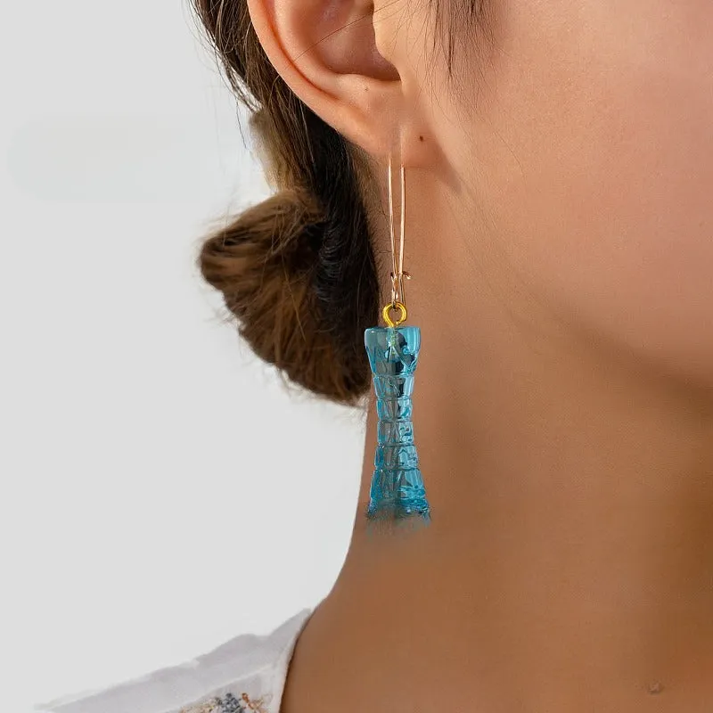 Wholesale Crystal Blue Ocean Inspired Creative Personality, Fresh and Environmentally Friendly Earrings