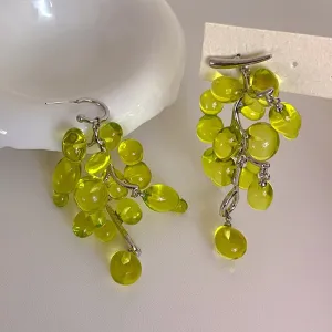 Wholesale Crystal Chinese Antique Green Beaded Grape Earrings