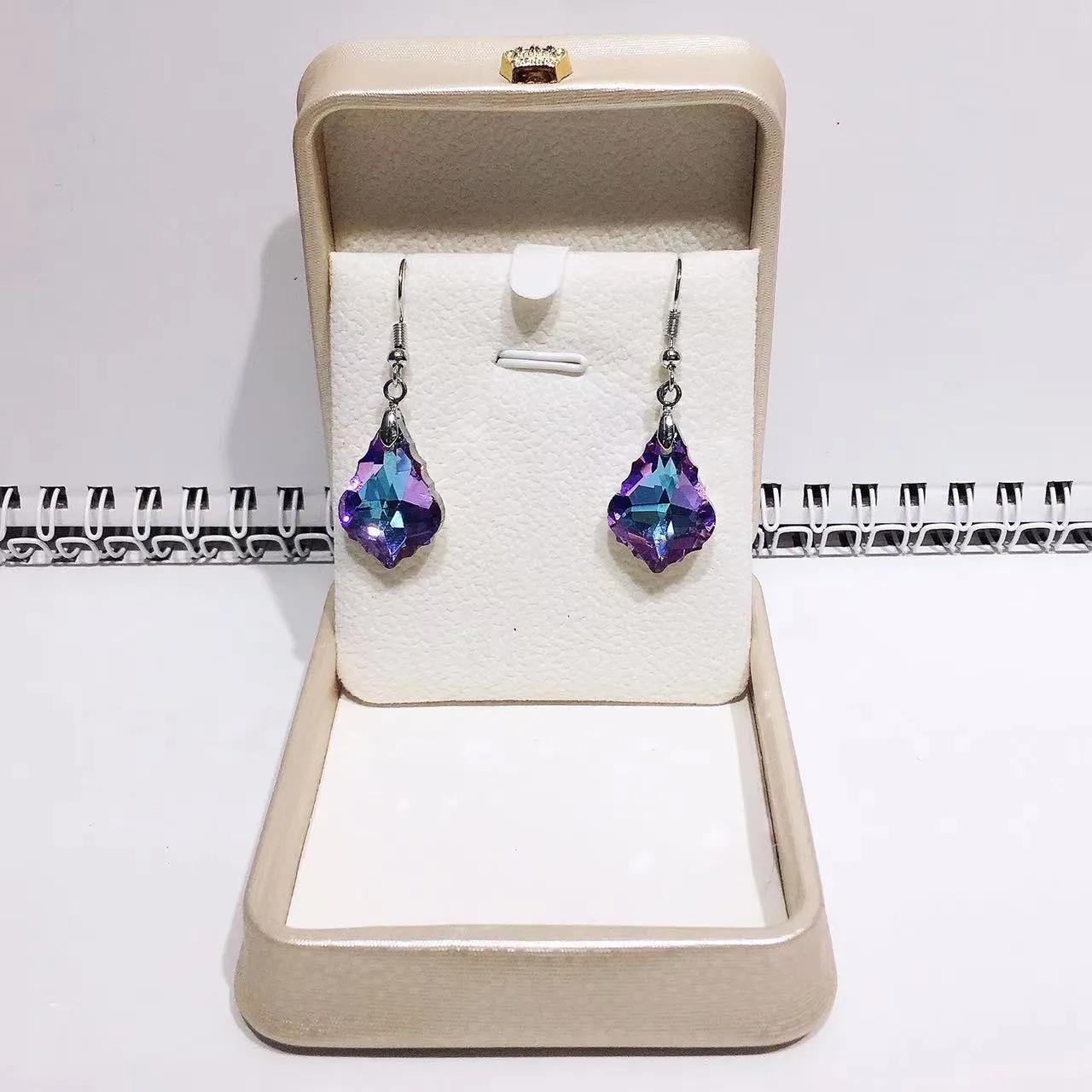 Wholesale Crystal Glass Maple Leaf Earrings