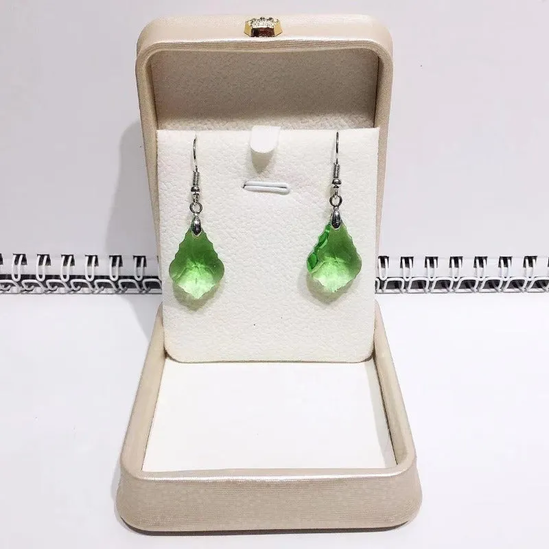 Wholesale Crystal Glass Maple Leaf Earrings
