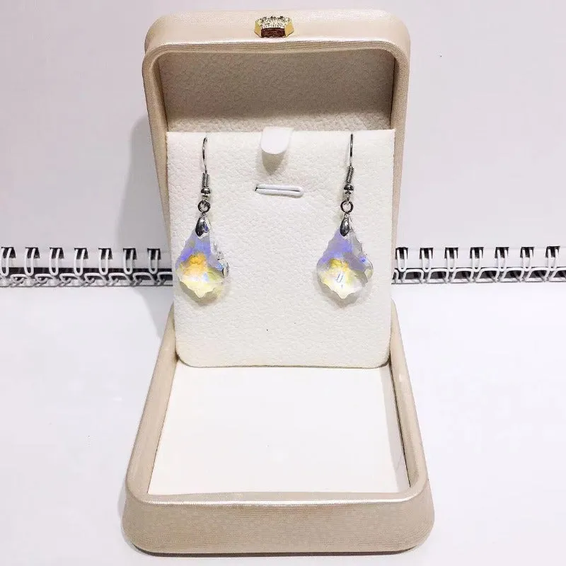 Wholesale Crystal Glass Maple Leaf Earrings
