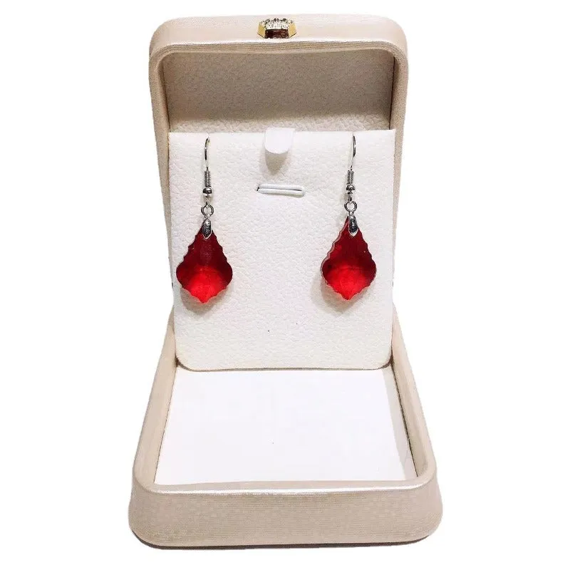 Wholesale Crystal Glass Maple Leaf Earrings
