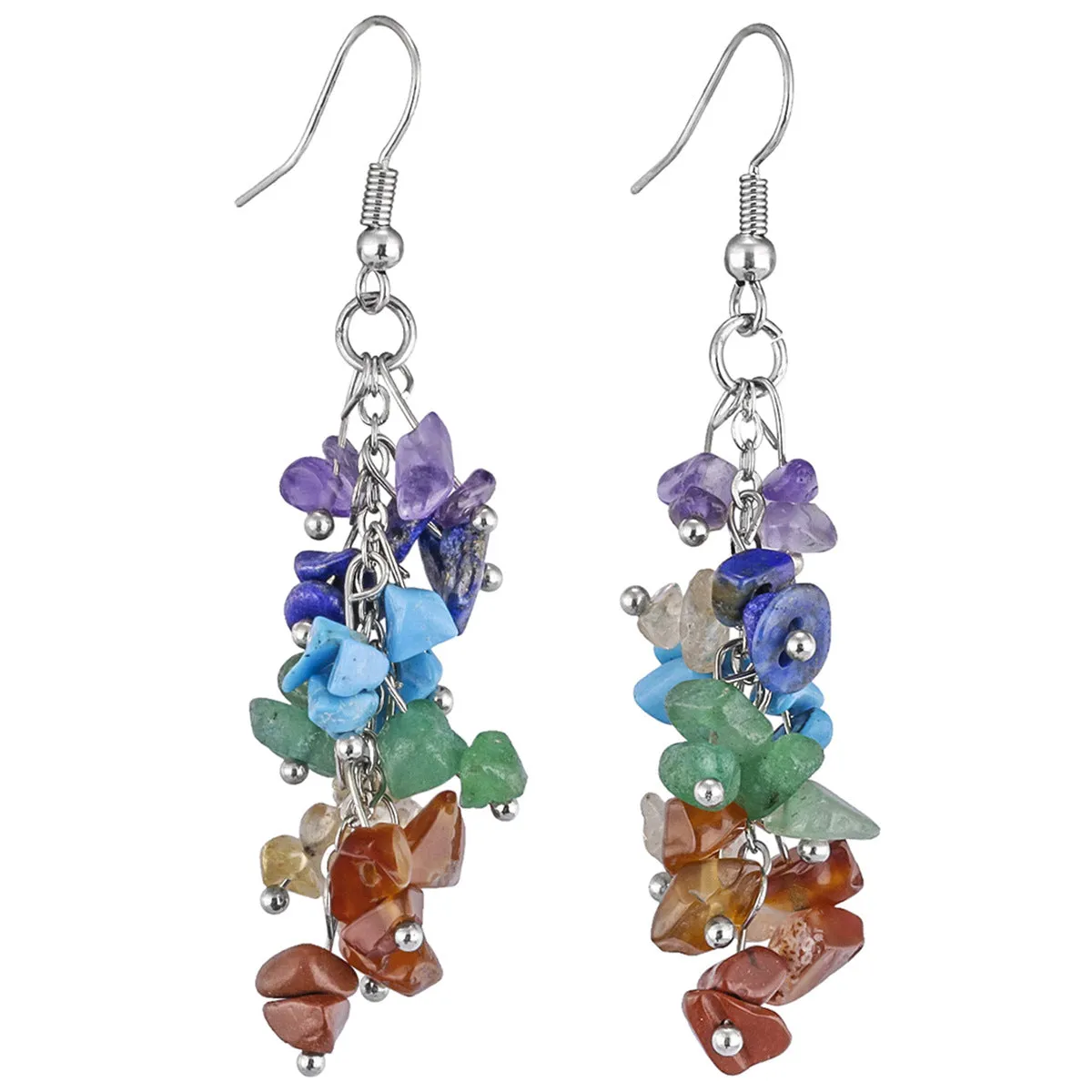 Wholesale Crystal Irregular Gravel Colored Grape String Tassel String Earrings