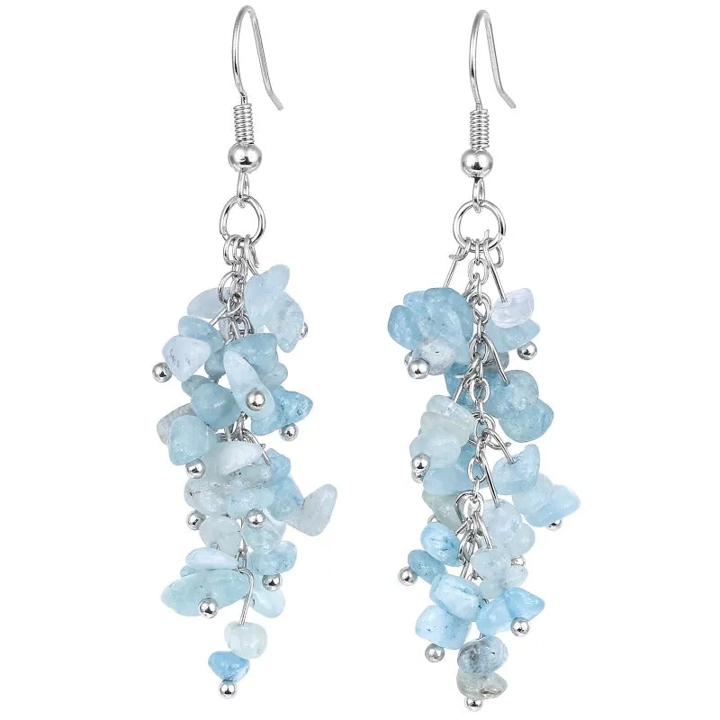 Wholesale Crystal Irregular Gravel Colored Grape String Tassel String Earrings