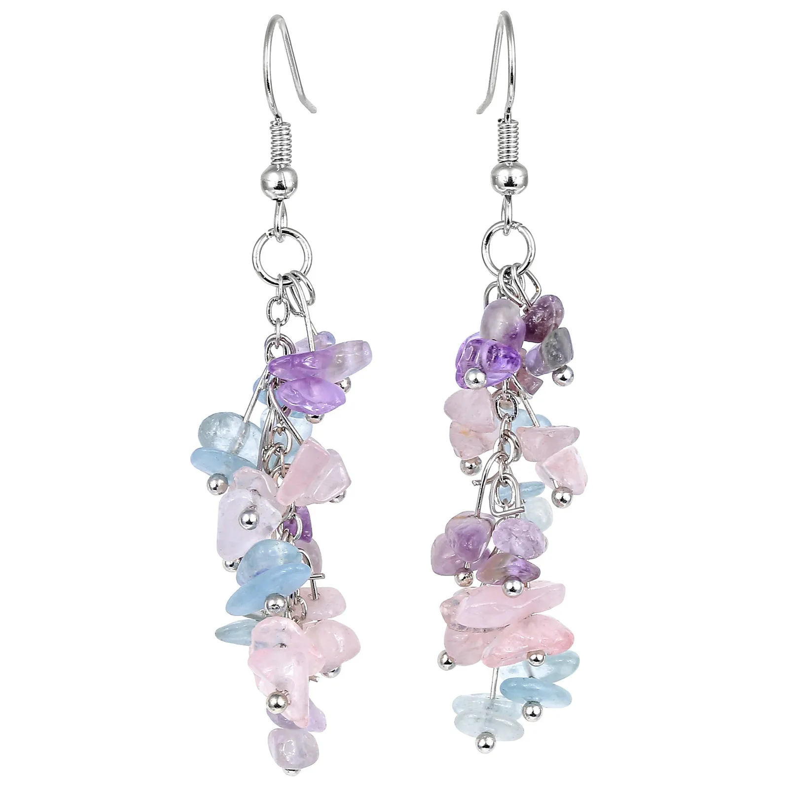 Wholesale Crystal Irregular Gravel Colored Grape String Tassel String Earrings