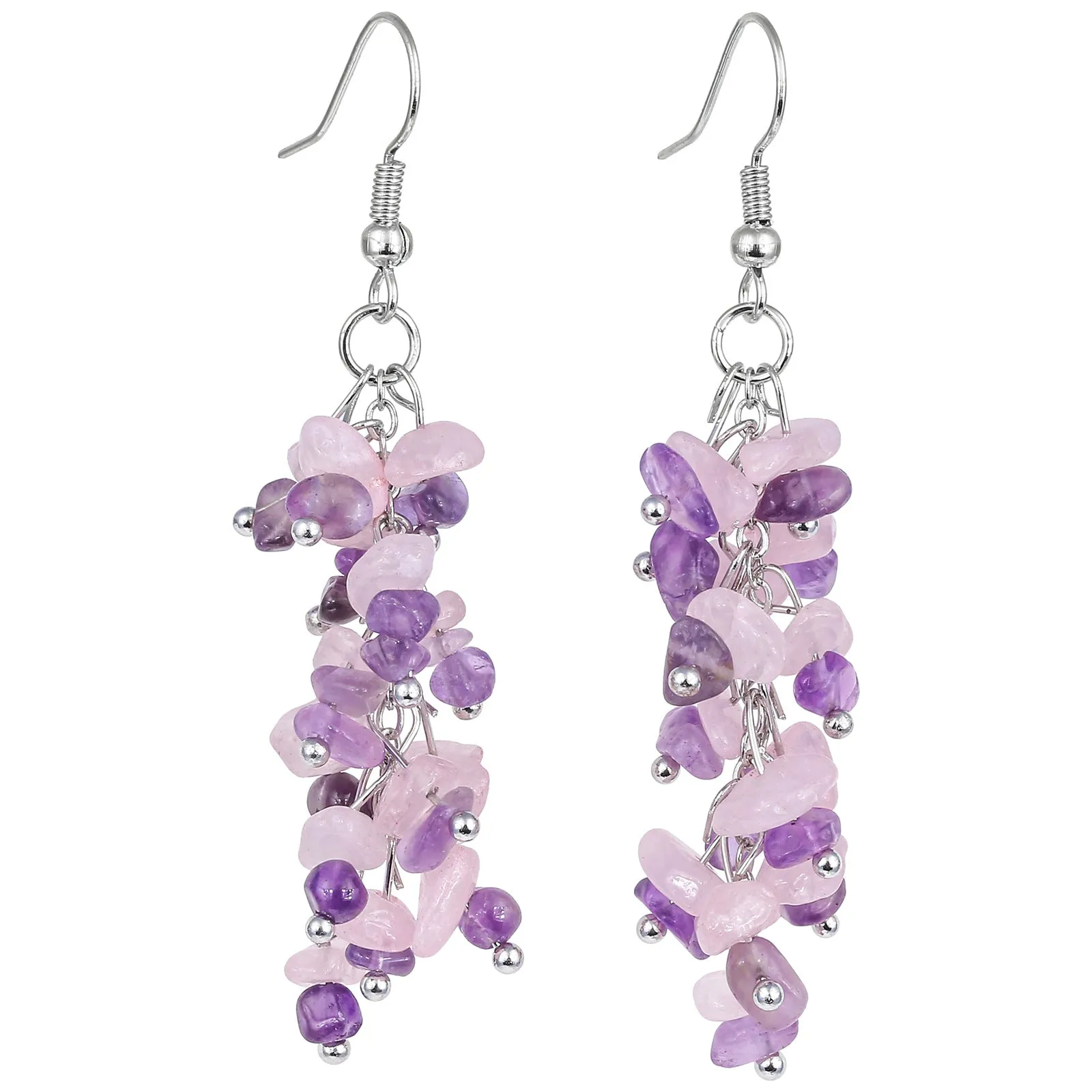 Wholesale Crystal Irregular Gravel Colored Grape String Tassel String Earrings