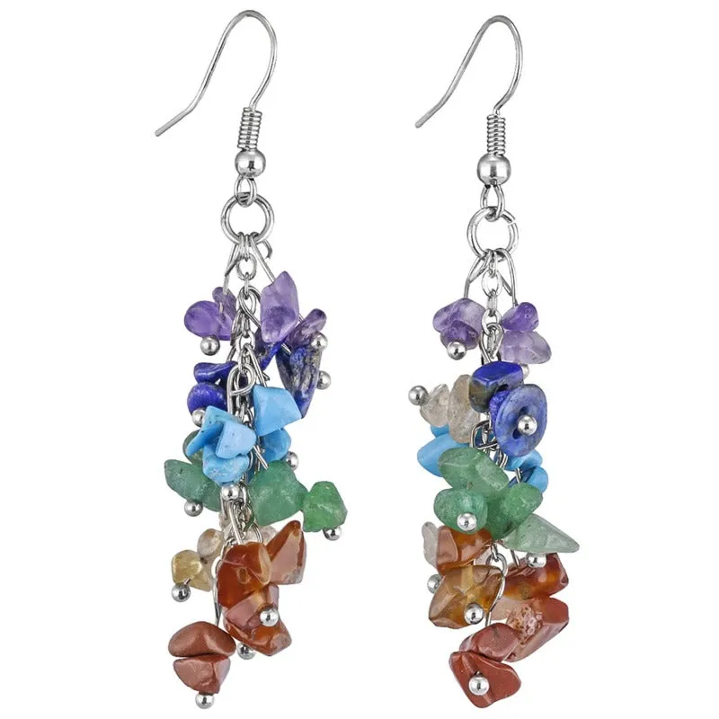 Wholesale Crystal Irregular Gravel Colored Grape String Tassel String Earrings