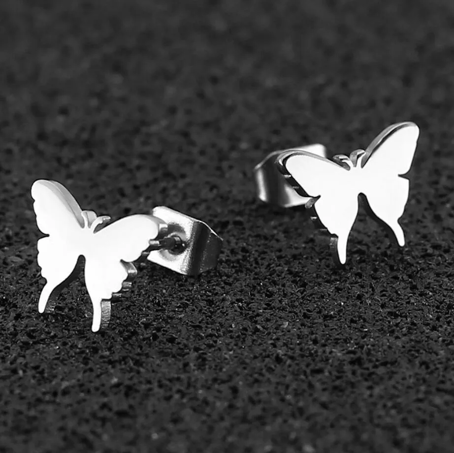 Wholesale Cute Butterfly Stainless Steel Ear Studs