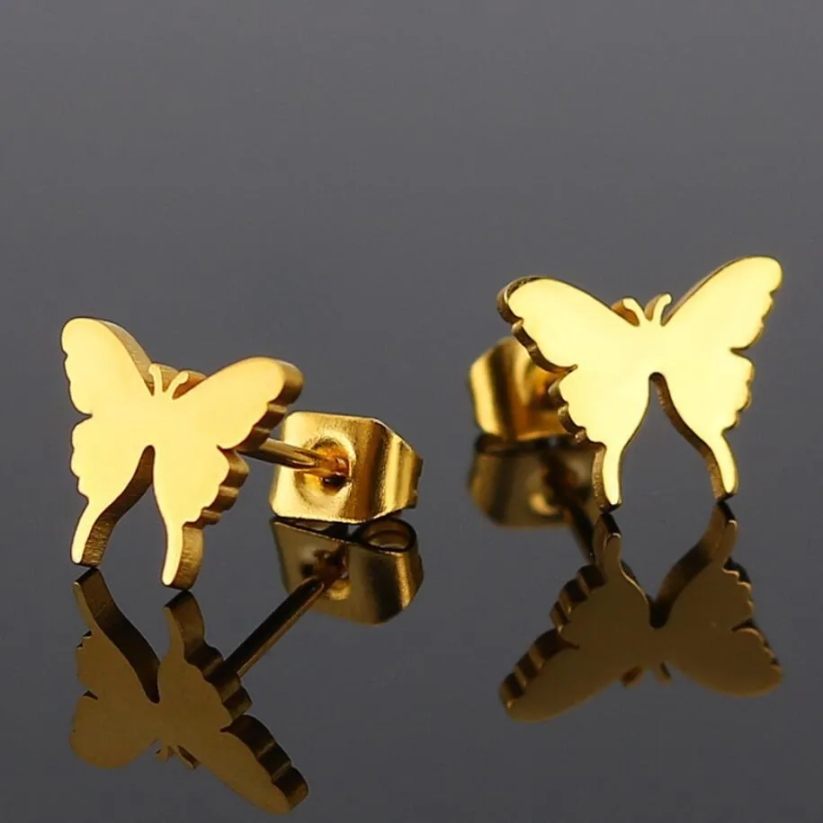 Wholesale Cute Butterfly Stainless Steel Ear Studs