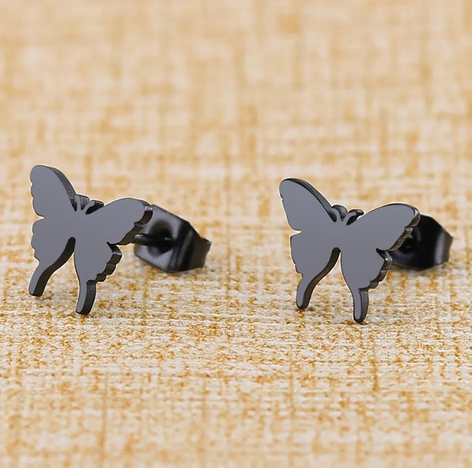 Wholesale Cute Butterfly Stainless Steel Ear Studs