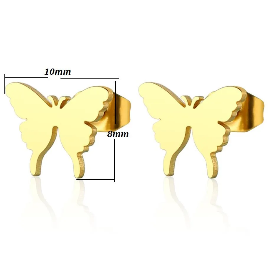 Wholesale Cute Butterfly Stainless Steel Ear Studs