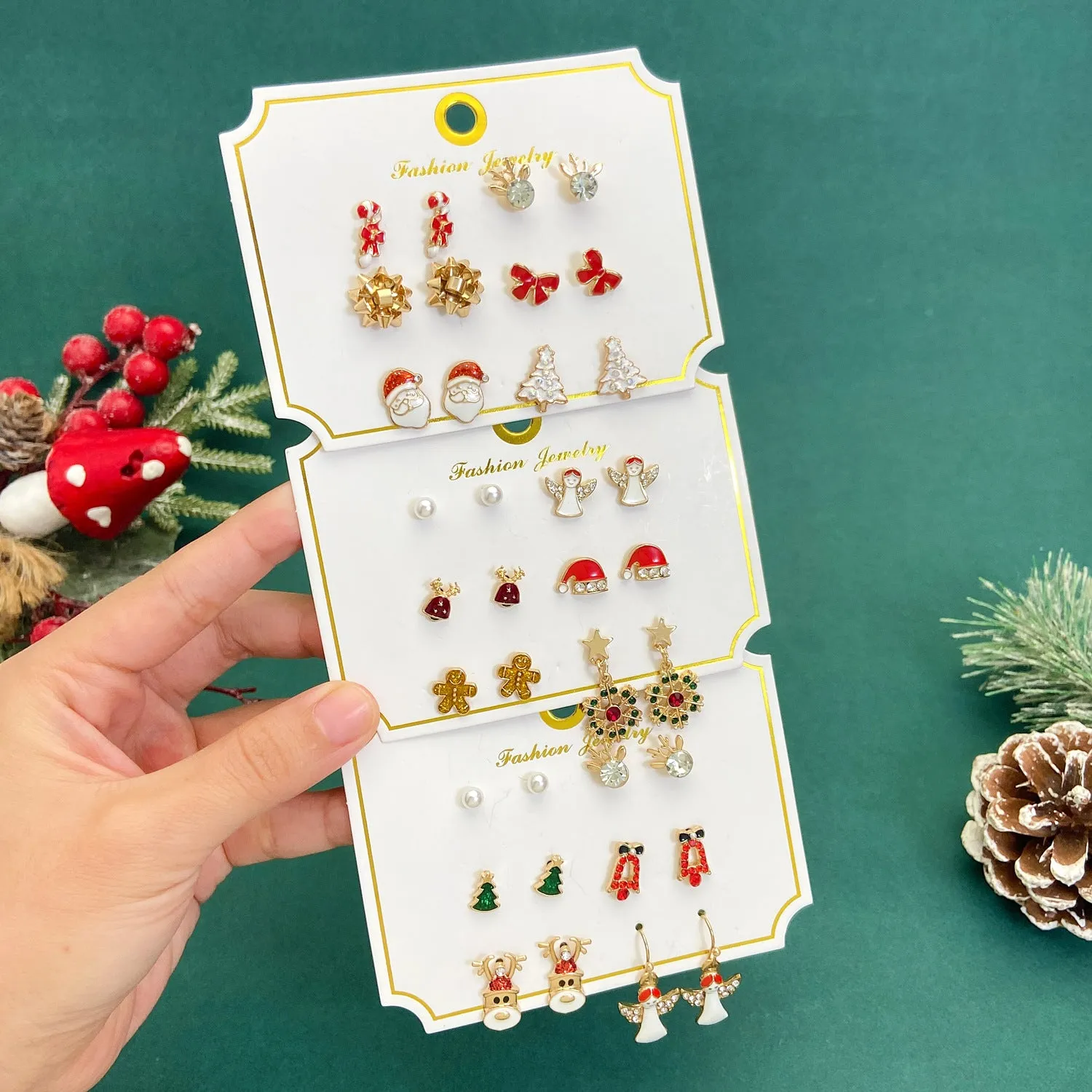 Wholesale Cute Elk Santa Claus Snowman Cartoon Oil Drop Christmas Earrings