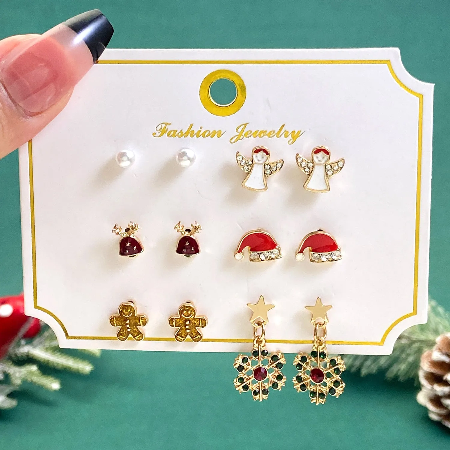 Wholesale Cute Elk Santa Claus Snowman Cartoon Oil Drop Christmas Earrings