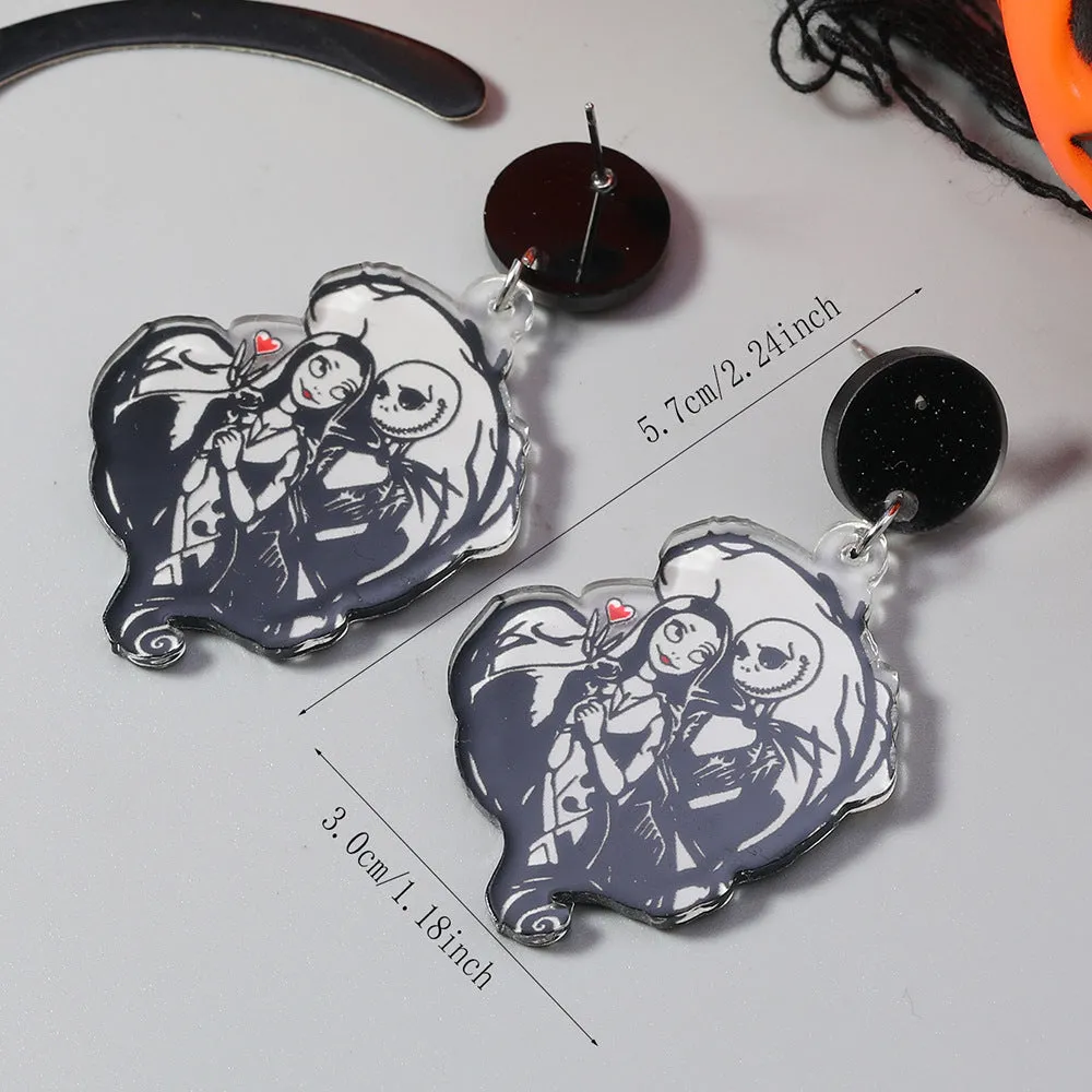 Wholesale Cute Halloween Collection Simple Fashion Acrylic Christmas Night Terror Personality Print Earrings